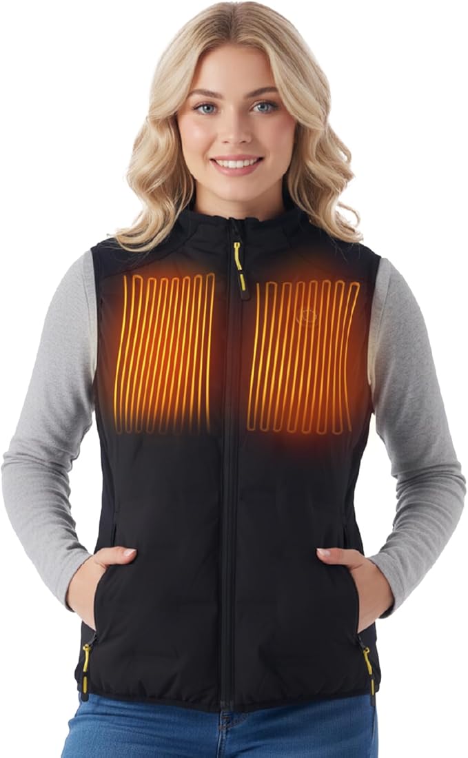 InoKraft Heated Vest Women, Lightweight Quilted Vest with Rechargable Battery Pack & USB-C Cable, Christmas Gifts for Women