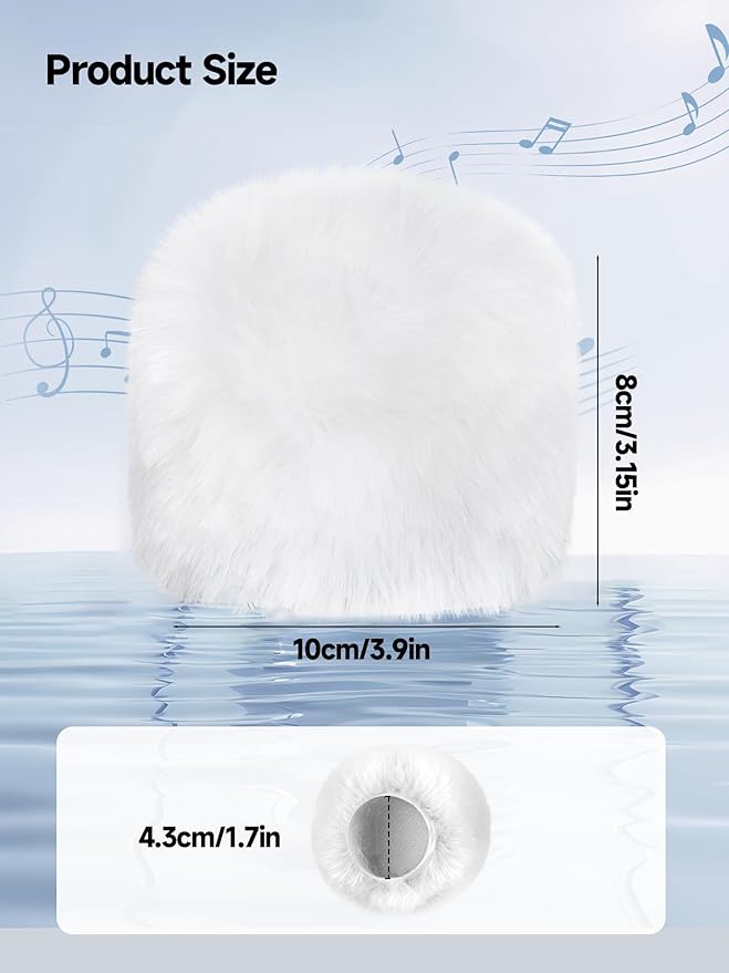YOUSHARES Blue Yeti Pop Filter - Microphone Cover, Furry Wind Muff, Mic Windscreen for HyperX SoloCast | Yeti | Nano | Fifine AM8 | Razer Seiren / V3 Mini and More USB Mics, White