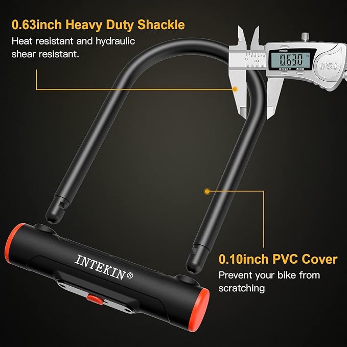 Bike U Lock Heavy Duty Bike Lock Bicycle Lock, 16mm U Lock and 3ft / 5ft / 6ft Length Security Cable with Sturdy Mounting Bracket for Bicycle, Motorcycle and More