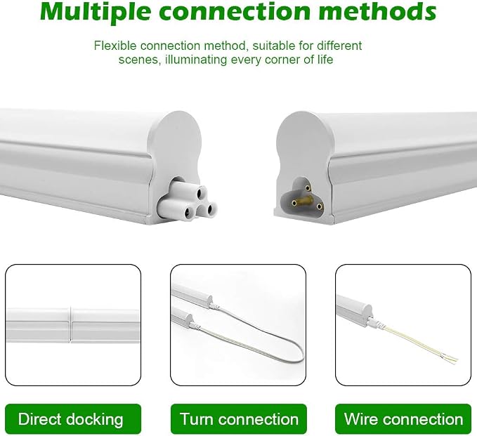 LightingWill T5 Integrated Fixture 4FT, Warm White 3000-3500K, 20W, Linkable LED Shop Light, LED Ceiling and Under Cabinet Light, Corded Electric with Built-in ON/Off Switch, 4 Pack