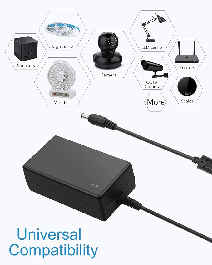 ALITOVE DC 12V Power Supply 2.5A 30W Universal AC Adapter 12 Volt 2500mA 2A Transformer 12V Power Adapter Cord 5.5 x 2.5mm DC Plug for LED Strip Lights CCTV Camera Routers Sceptre Monitor Power Cord