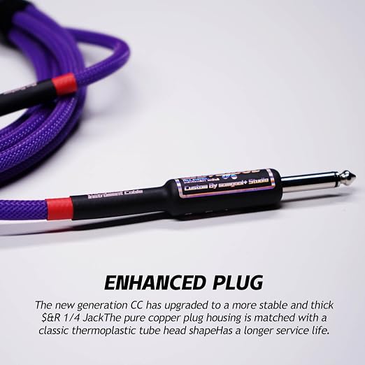 15ft Guitar Cable, 1/4 Inch Straight/Straight Instrument Cable, Electric Guitar Cord Guitar Amp Cord for Bass Guitar Amp and Instruments (CC Purple Braided)