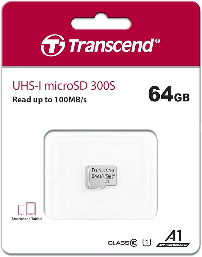 Transcend 64GB microSDXC Micro SD Card A1 UHS-I U1 C10, Up to 100MB/s, Full HD Video Memory Card for Nintendo-Switch/Steam Deck/ROG Ally/MSI Claw/GoPro/DJI/Insta360/Action Camera/Home Camera