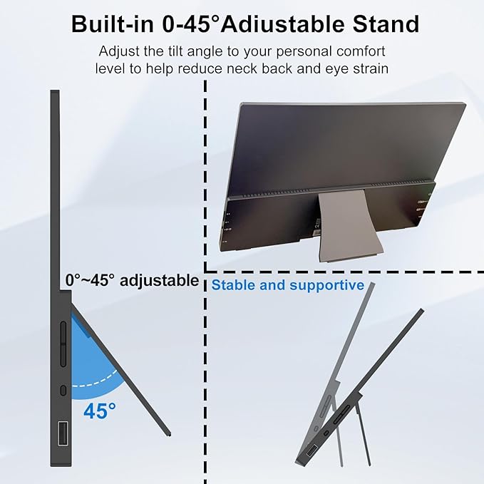 IBW 15.6" Portable Monitor Touchscreen, 1080P FHD IPS Travel Monitor with Tempered Glass, 10-Point Touch, Dual Speakers & Kickstand, USB-C HDMI External Monitor for Laptop MacBook Phone PS5 Switch