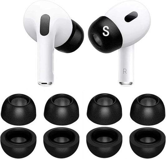Foam Tips Compatible with AirPods Pro 3, Noise Cancellation, S Size Memory Foam Earbuds Covers Eartips Ear Cap 4 Pairs for AirPod Pro3 (2025 3rd Gen), Black Small p3fb4ps