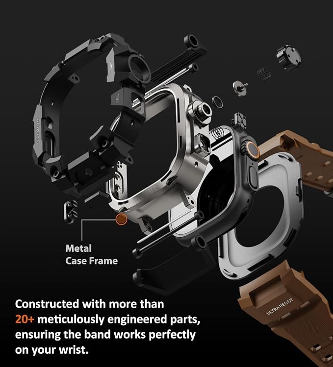 ULTIMAL Rugged Case with Band for Apple Watch 49mm,Compatible with Apple Watch Ultra 3/2/1, Military Grade Shockproof Bumper Cover for iWatch Tactical Band Men (Coffee Brown, 49mm)