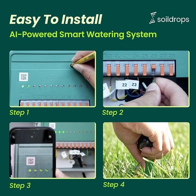 8-Zone WiFi Smart Sprinkler Controller, Indoor or Outdoor Install, IP54 Weather Resistant, App Based Irrigation Timer, Rain Aware Auto Skip, No Required Subscription, Sensor Ready