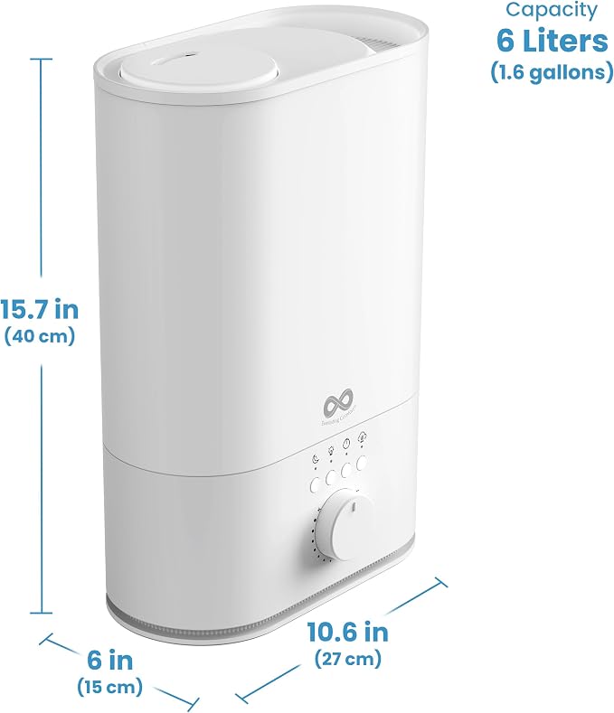 Everlasting Comfort 6L Humidifiers for Bedroom, Quiet 50HR Runtime No-Filter Supersized Cool Mist Humidifier Large Room for Whole House, Plants, Baby Nursery, Allergies, Dry Skin, Congestion, Indoor