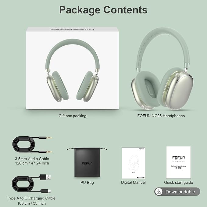 NC95 Hybrid Active Noise Cancelling Headphones with Knob Control, 120H Playtime Over Ear Headphones Wireless Bluetooth 6.0, App Control, Hi-Res Audio, Comfort Fit, Clear Calls for Travel/Workout