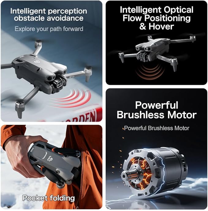 RC Drones with HD Camera for Adults, Brushless Motor Follow Me Foldable FPV RC Quadcopter with Screen Remote Controller, Optical Flow Positioning Headless Mode One Key Takeoff/Landing Lightweight Under 249g Drone Birthday Gifts for Beginners Drones wit...