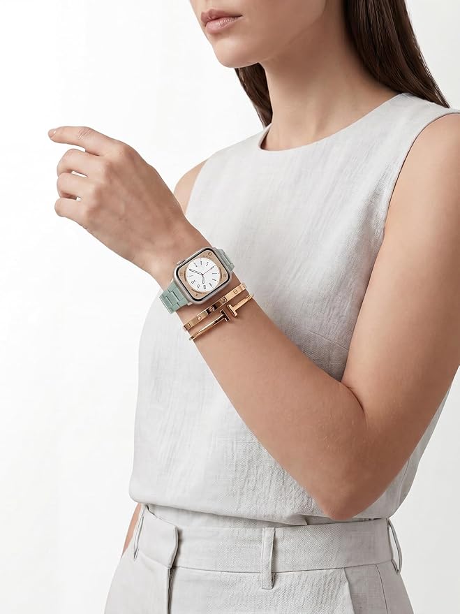 V-MORO Resin Bands Compatible with Apple Watch Series 11/10/9/8/7 Band 45mm 46mm Starlight Buckle Lightweight Fashion Strap Women Men Bracelet for iwatch Ultra Series SE/6/5/4/3/2/1(Cactus,42/44/45/46/49mm)