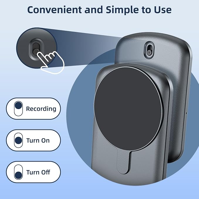 AI Note Taker Transcription with APP 128GB Voice Recorder for Phone Call | Magnetic Audio Recording Device, Portable Transcriber, Digital Recorder for Note Taking, Lectures, Meetings, Classroom