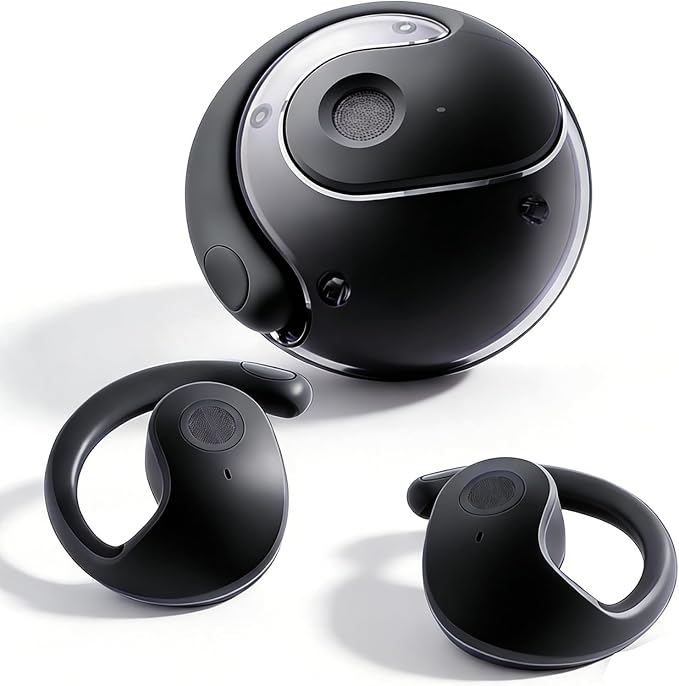 Over Open Ear Earbuds Wireless Bluetooth Open Ear Headphones Air Conduction Earbuds that Don't Go in Your Ear with Awareness of Surroundings with Over-Ear Hooks