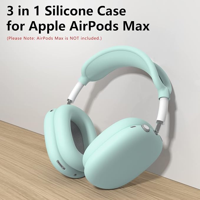 Silicone Case Cover for AirPods Max Headphones,Ear Pad Case Cover/Ear Cup Cover/Headband Cover for AirPod Max 2/1(2026/2024/2020)(USB-C/Lightning),Silicone Accessories for Apple AirPod Max, Glow Green