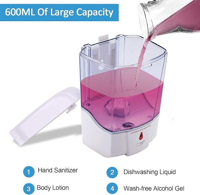 Automatic Sensor Soap Dispenser Wall Mount, Touchless Induction Hand Sanitizer Dispenser for Bathroom with Gel or Liquid, 20Oz