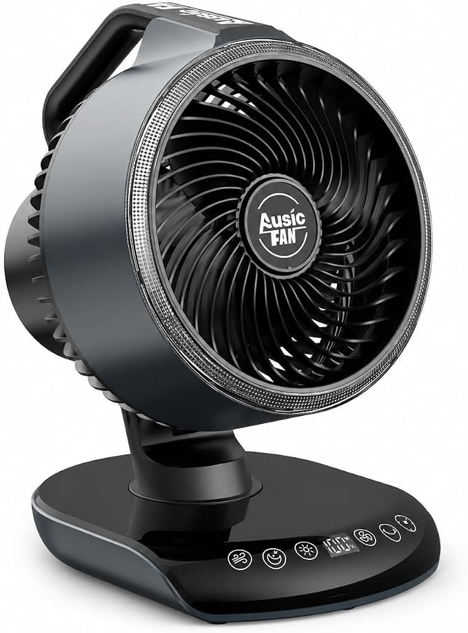 Ausic Outdoor Rechargeable Desk Fan Portable, 30000mAh 12'' Battery Powered Oscillating Fan with Remote & Turbo Blade, Ultra-Powerful Quiet Fan for Patio, Sports, Camping, Whole Room, Office, Dorm