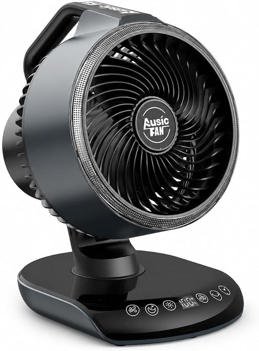 Ausic Outdoor Rechargeable Desk Fan Portable, 30000mAh 12'' Battery Powered Oscillating Fan with Remote & Turbo Blade, Ultra-Powerful Quiet Fan for Patio, Sports, Camping, Whole Room, Office, Dorm