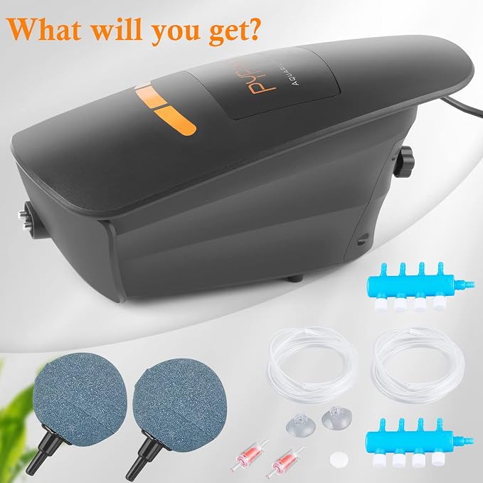 400GPH Aquarium Air Pump, Large Air Volume Aquarium Air Compressor, Silent Fish Tank Oxygen Pump for Hydroponic Systems, Ponds, Aquaculture