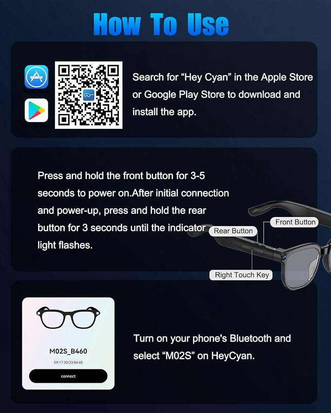 800W Ai Smart Glasses with Camera 1080P HD Video Recording, AI Translator for 160 Languages, GPT Object Recognition, Bluetooth Audio, Photochromic Lenses, 290mAh Long Battery for Travel Sports