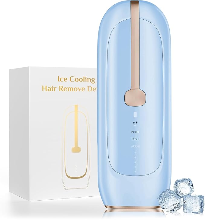 Laser Hair Removal, IPL Laser Hair Removal Device for Women & Men, Home 41°FSapphire Ice-Cooling, Nearly Painless, Safe and Long-Lasting Hair Removal for Full Body & Face, 999,999+flashes