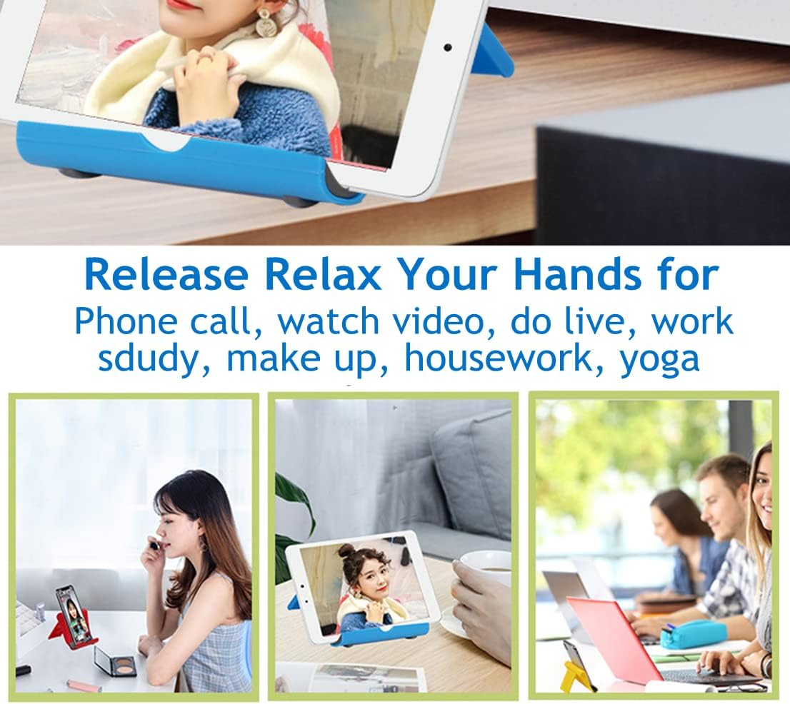 Cell Phone Stand for Desk Foldable Cell Phone Holder Desk Tablet Holder Mobile Phone Dock, Multi-Angle Universal Adjustable Tablet Dock Compatible with Most Cell Phones (Purple)