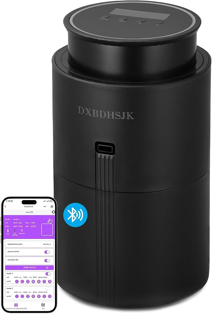 Bluetooth Waterless Diffuser, Smart Home Essential Oil Diffuser, Fragrance Coverage Up to 2,000 Sq Ft, Ideal for Home, Hotel, Office, Restaurant and Spa. (Black)