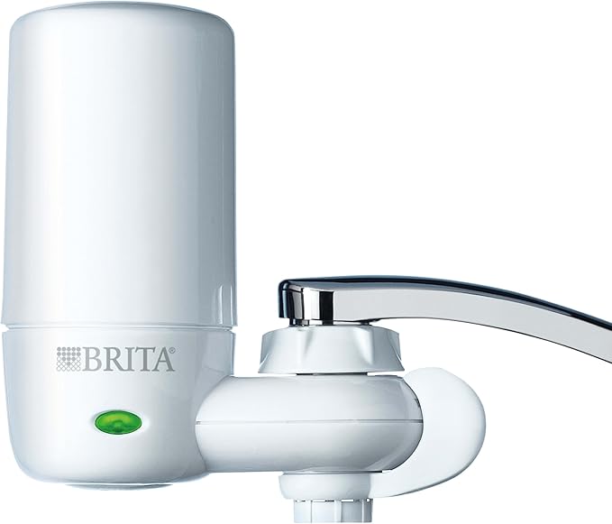 Silonn Ice Maker Countertop & Brita Water Filter for Sink, Complete Faucet Mount Water Filtration System for Tap Water, Reduces 99% of Lead, White