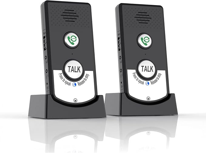 Intercoms Wireless for Home, Long Range Wireless Intercom System for Room to Room Communication, 2 Way Voice Intercom for Elderly, Seniors, and Kids (Shadow Black)