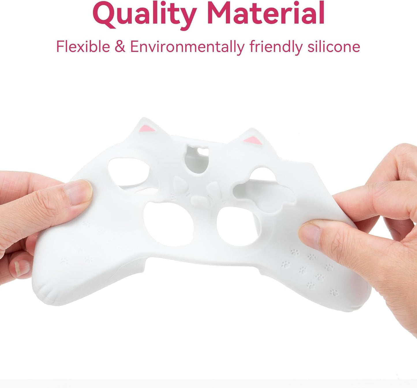 GeekShare Cat Paw Controller Skin Grips Set Anti-Slip Silicone Protective Cover Skin Case Compatible with Xbox Series X Controller with 2 Thumb Grip Caps and 1 Sticker (White)