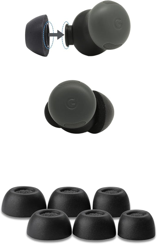 Comply TW-700-B | Memory Foam Replacement Earbud Tips for Google Pixel Buds Pro 2, Soundcore Liberty 4 NC & More | Ultimate Comfort, Secure Fit, Superior Noise Isolation | Black (S/M/L) (3 Pairs)