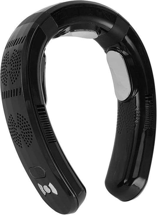 Haofy Rechargeable Bladeless Neck Fan, Portable Cooling Air Conditioner for Outdoor Work, Gym, Office, Travel, Lawn Trimming, Yard Work, 3 Heating Modes (Black)
