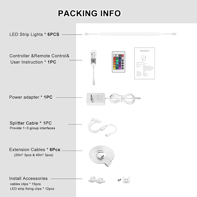 LED Under Cabinet Lighting Kit, Dimmable RGB Strip Lights, Remote Control Linkable Light Work with Alexa and Google Home, 12 inch Silicone Lamps for Closet, Shelf, Desk, Kitchen (Multicolor)