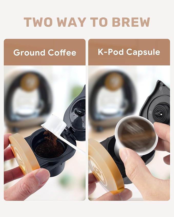 i Cafilas Single Serve Coffee Maker,Fast Heat in 20s,2-in-1 Coffee Machines Compatible with K-Cup Pods&Ground Coffee,Compact Coffee for Small Spaces, Brew in 2 mins,Dark Gery Coffee maker