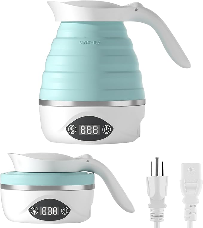 NIYE Collapsible Travel Kettle Electric Small Portable Mini Silicone Foldable Kettle for Boiling Water, Suitable for 110V & 220V Dual Voltage, for Tea & Coffee, 850W