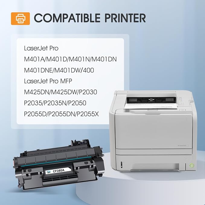 CF280A 80A Toner Cartridge Black Compatible for HP 80A CF280A CF280X 80X for HP LaserJet Pro 400 M401n M401dn MFP M425dn M401dne M401dw M425dw M425 M401 Printer Toner Ink 2-Pack