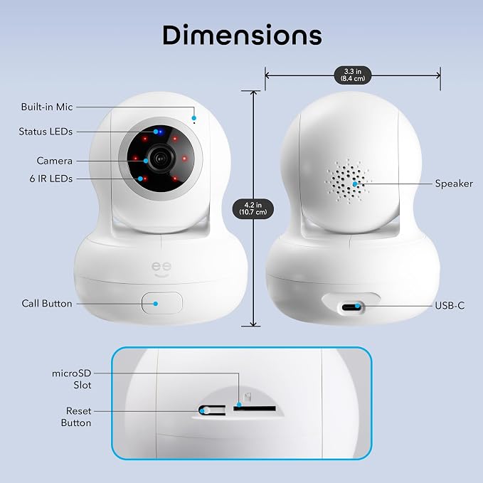 Geeni Sentinel Smart 2K Indoor Security Camera with Auto-Tracking – Dual-Band 2.4GHz & 5GHz WiFi, 2K HD Video, App & Voice Control, Motion Detection, White