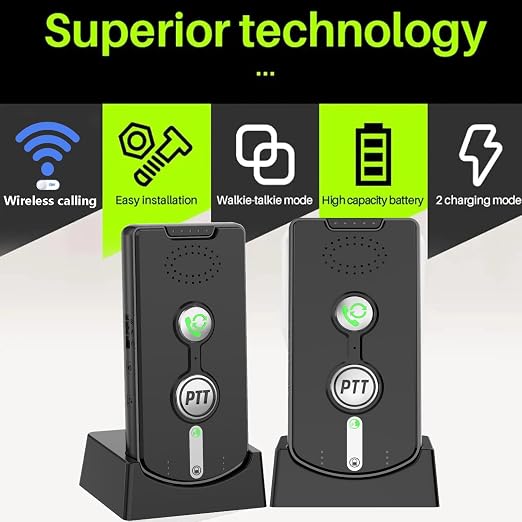2 Way Wireless Intercom System for Home, 1/2 Mile Long Range, Hands Free Calling, Rechargeable, 120H Standby,Volume Control - Room to Room, Elderly Care, Indoor Outdoor,Use for Home Hospital Hote