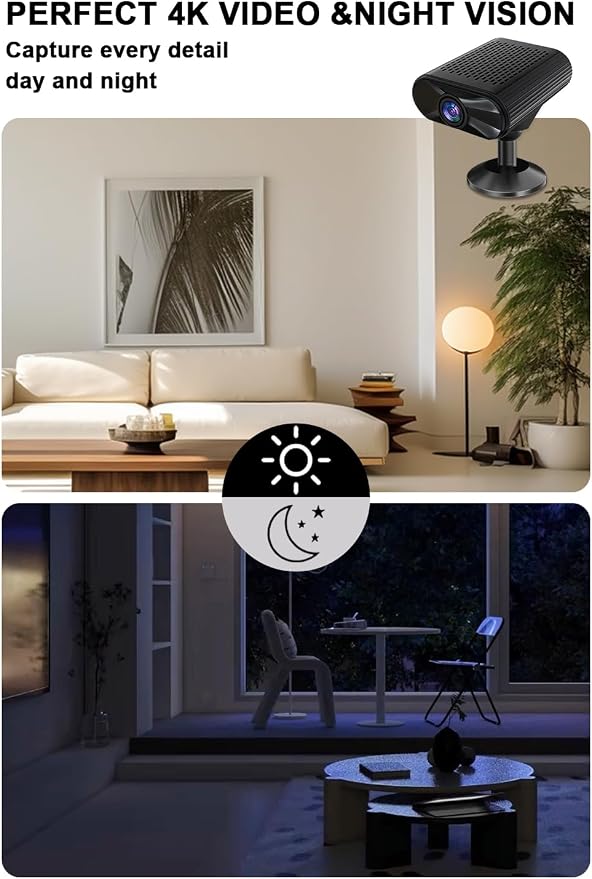 Mini Camera - 4K HD Wireless Small Camera - Tiny Indoor Security Cameras with Night Vision & Motion Detection, APP Control Nanny Cam for Home, Office, Baby, Pet, Miniguard Cam ( 2.4G & 5GHz WiFi )