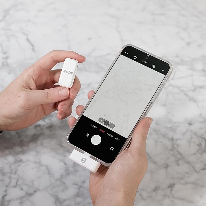 RØDE Wireless Micro - Compact Wireless Microphone, Two Mics with Charge Case for Smartphone Content Creation - USB-C, White