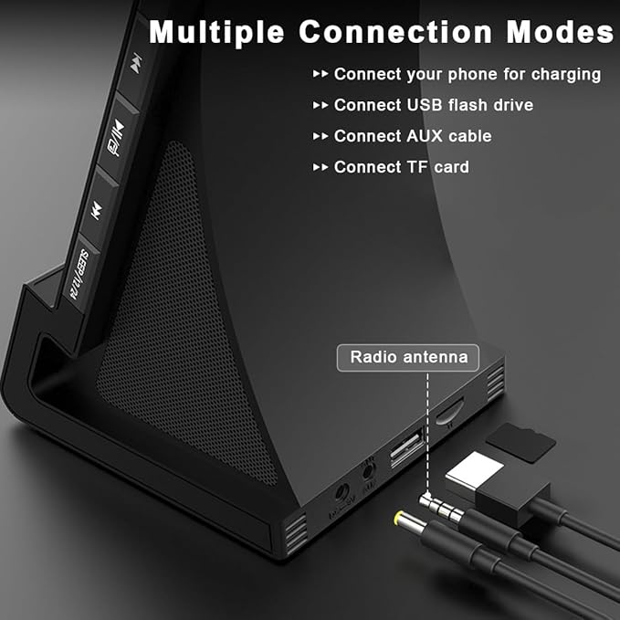 8-in-1 Wireless Charging Station with Bluetooth Speaker, Alarm Clock,FM Radio,Remote Control,Fast Charging Dock Compatible with iPhone 17/16/15/14, Samsung S25/S24,Android Phones