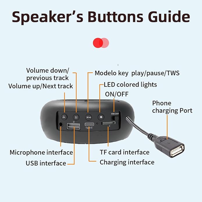 Portable Bluetooth Speaker Bag, Chest Crossbody Sling Bag with LED Light,Wearable Audio Music Shoulder Bag for Hiking Cycling | speaker LED light