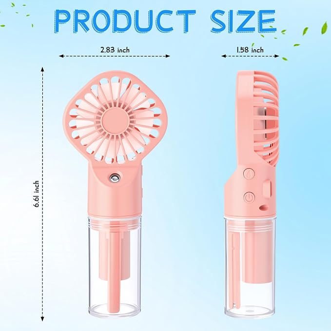 6 Pack Misting Fan Portable Mini Handheld Rechargeable Fans with 4 Speeds Water Spray Fan Personal Cooling Fans for Travel Camping Outdoor Home Office Makeup Commute(Pink)