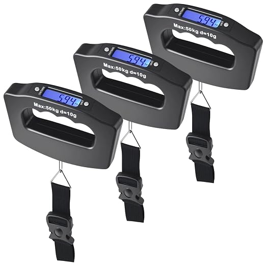 Digital Luggage Scale, Digital Luggage Scale Portable Suitcase Tool Handheld Electronic Backlight Weighting Travel Accessories,for Suitcase Hanging Weight(3Pcs)