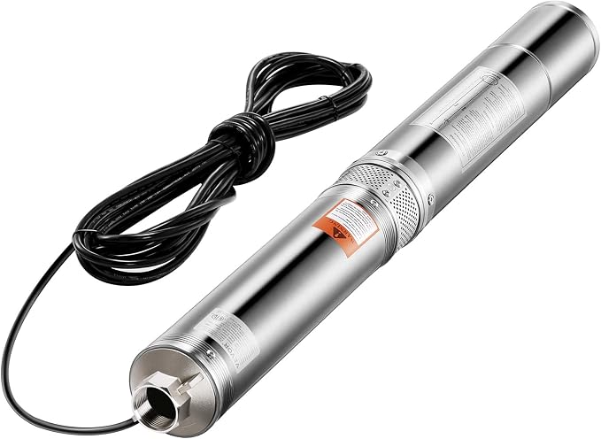 VEVOR Deep Well Submersible Pump, 1.5 HP Output Power, 115V, 31.7 GPM Flow 276 ft Head, with 32.81 ft Cord, Stainless Steel Water Pump, for Industrial, Irrigation, and Home Use, IP68 Waterproof Grade