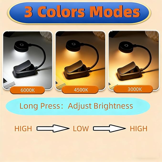 30 Pack Book Light for Reading in Bed，3 Color Temperature Reading Light，Adjustable Brightness，Clip on to Book for Reading at Night