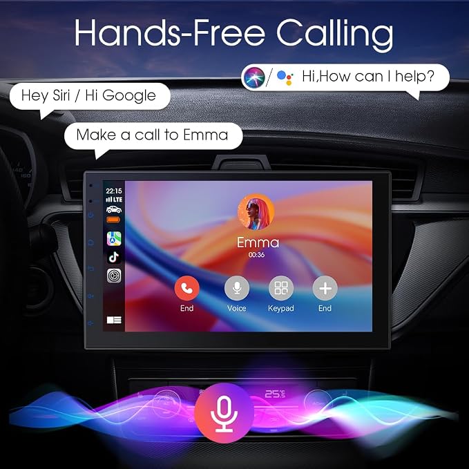 Haudio 7 inch Car Stereo Double Din with Wireless Carplay&Android Auto,Bluetooth,Channel RCA,Backup Camera,SWC,FM/AM|Apple Carplay Radio Screen for Car Audio Receivers|HD Touchscreen car Audio