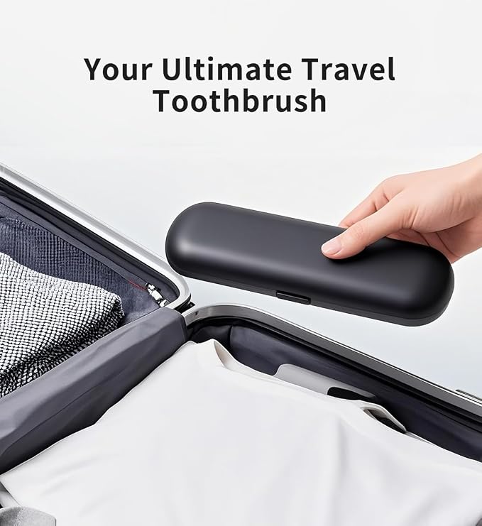 Sonic Toothbrush with Travel Case, Electric Toothbrush, AI Smart Display, 4 Modes with Missed Spot Detection, Pressure Sensor, 2 Brush Heads,Travel Toothbrush with Case