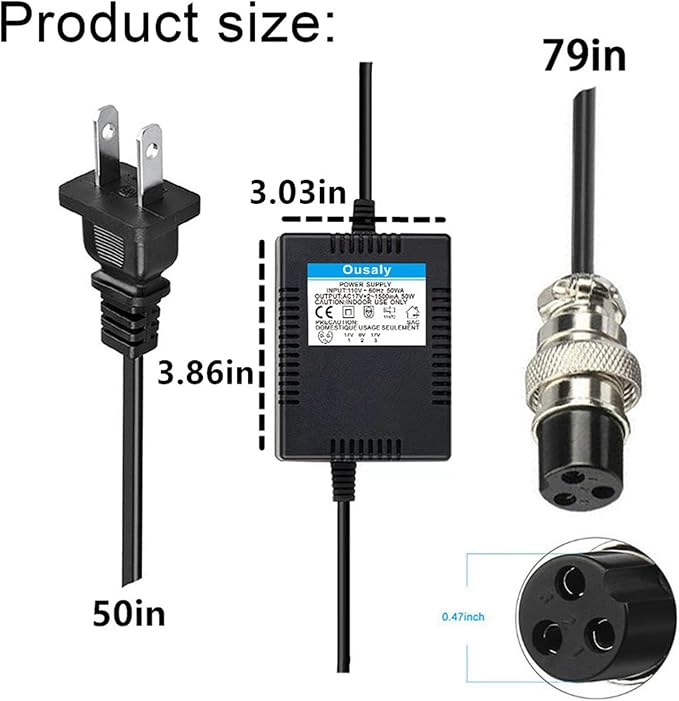 AC17VX2 1500mA for Mixing Console Mixer Power Supply AC Adapter 3-Pin Connector Plug for Yamaha F4/F7/6FX/MG82X/MG10U/MG10xuf/PA-10/Alesis Multimix 8 USB/MG16/MG166CX/MG166C/ MX1804X,Pedalboard Power