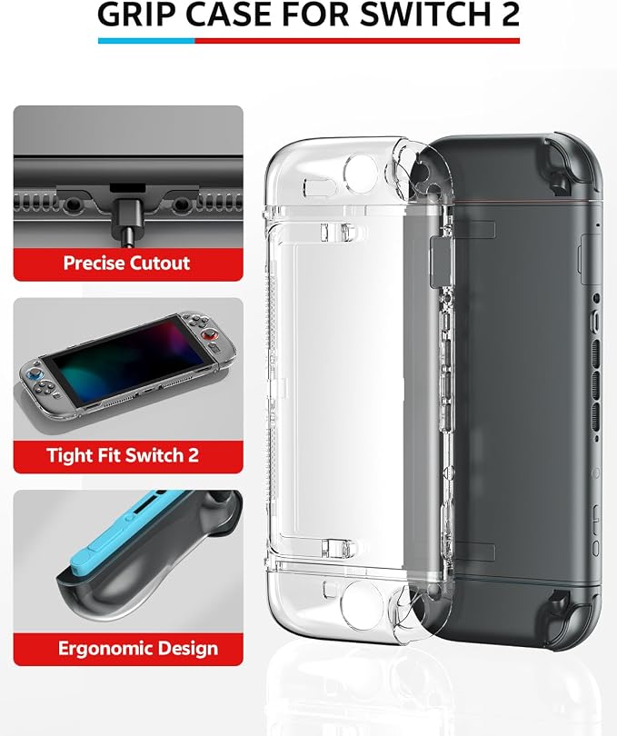 Pro Controller Accessories Bundle for Nintendo Switch 2, 17-in-1: Carrying Case, Screen Protector, Thumb Grip for Joycon, Dockable Console Protective Cover Shell, Steering Wheel, 2025 Switch2 Game Kit