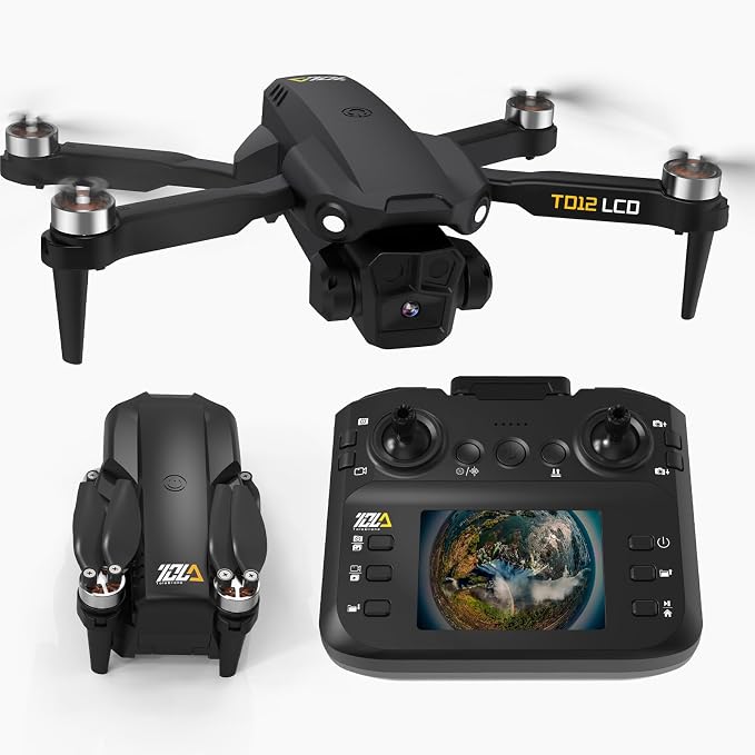 Drone with Camera LCD Screen RC FPV Drone with Brushless Motor Professional Live Video UHD, Drones for Adults Foldable Mini Quadcopter for Beginners, 360° Flips Support 32G SD Card MAX Under 250G Gifts